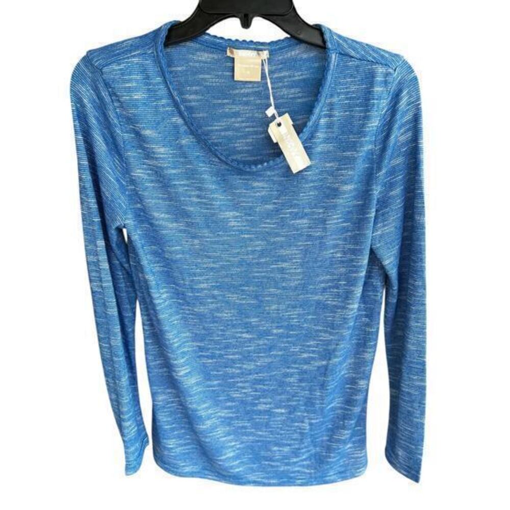 INK&IVY Heathered cornflower blue ultra soft scoop neck top boho casual NWT sz M